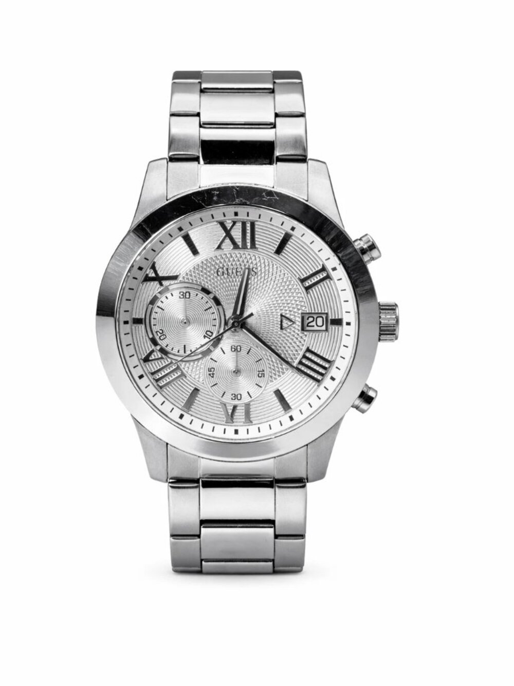 GUESS Atlas U0668G7 Men's Silver-Tone Chronograph Watch 45mm